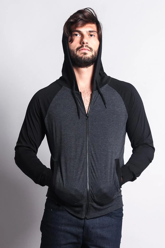 Men's Raglan Light Weight Zip Down Hoodie - Image 27