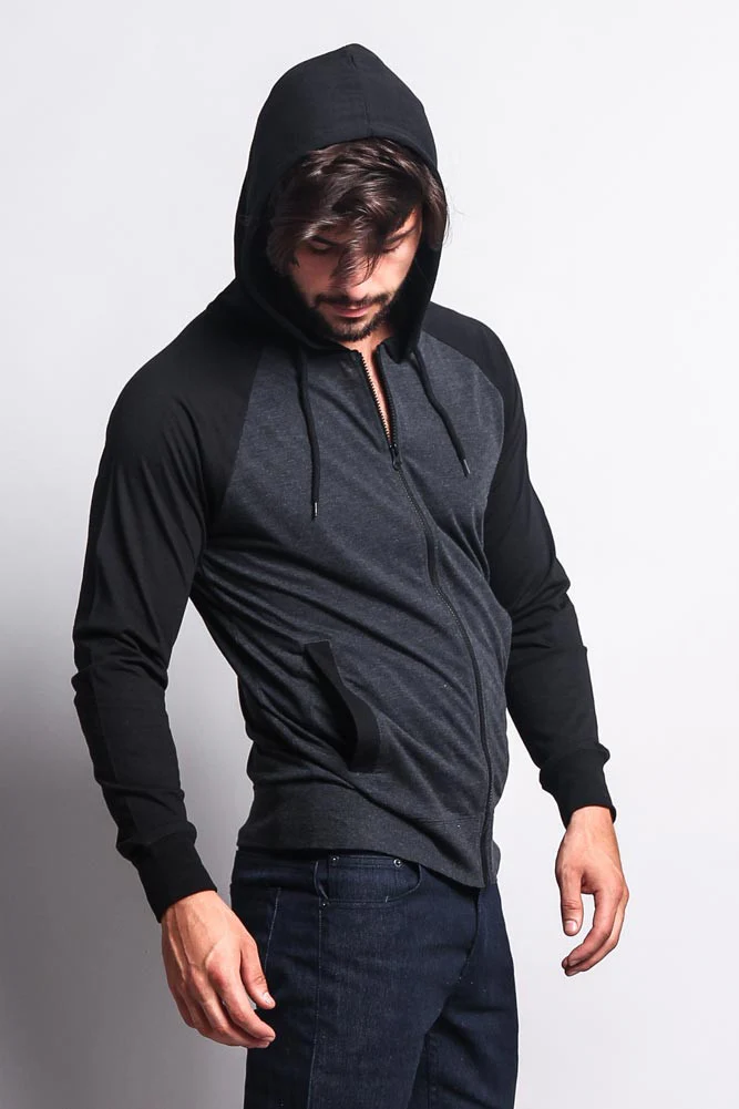 Men's Raglan Light Weight Zip Down Hoodie - Image 29