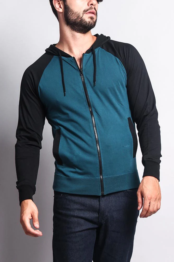 Men's Raglan Light Weight Zip Down Hoodie - Image 30