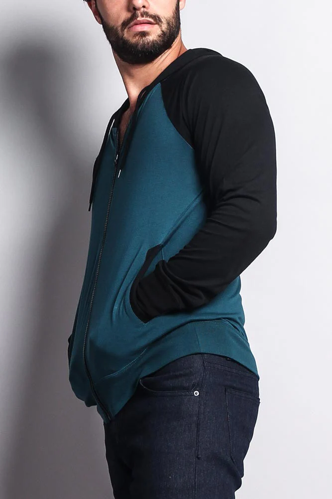 Men's Raglan Light Weight Zip Down Hoodie - Image 31
