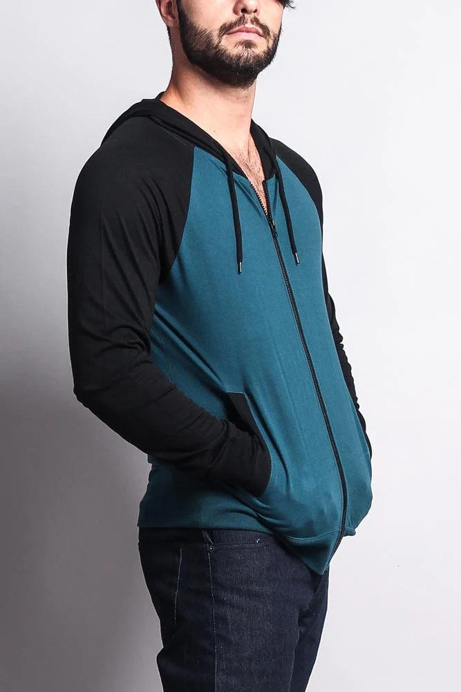Men's Raglan Light Weight Zip Down Hoodie - Image 33