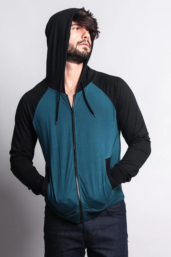 Men's Raglan Light Weight Zip Down Hoodie - Image 34