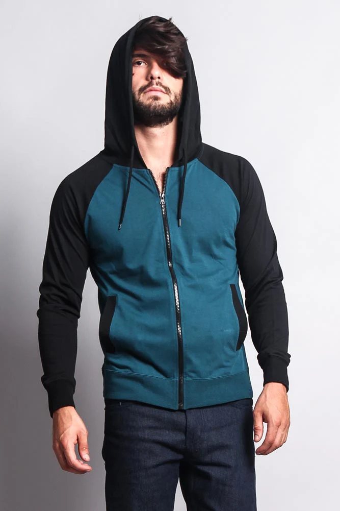 Men's Raglan Light Weight Zip Down Hoodie - Image 36