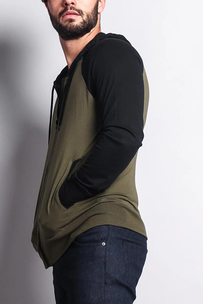 Men's Raglan Light Weight Zip Down Hoodie - Image 38
