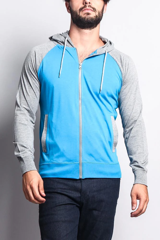 Men's Raglan Light Weight Zip Down Hoodie - Image 44