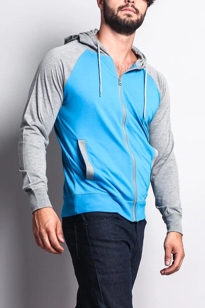 Men's Raglan Light Weight Zip Down Hoodie - Image 47