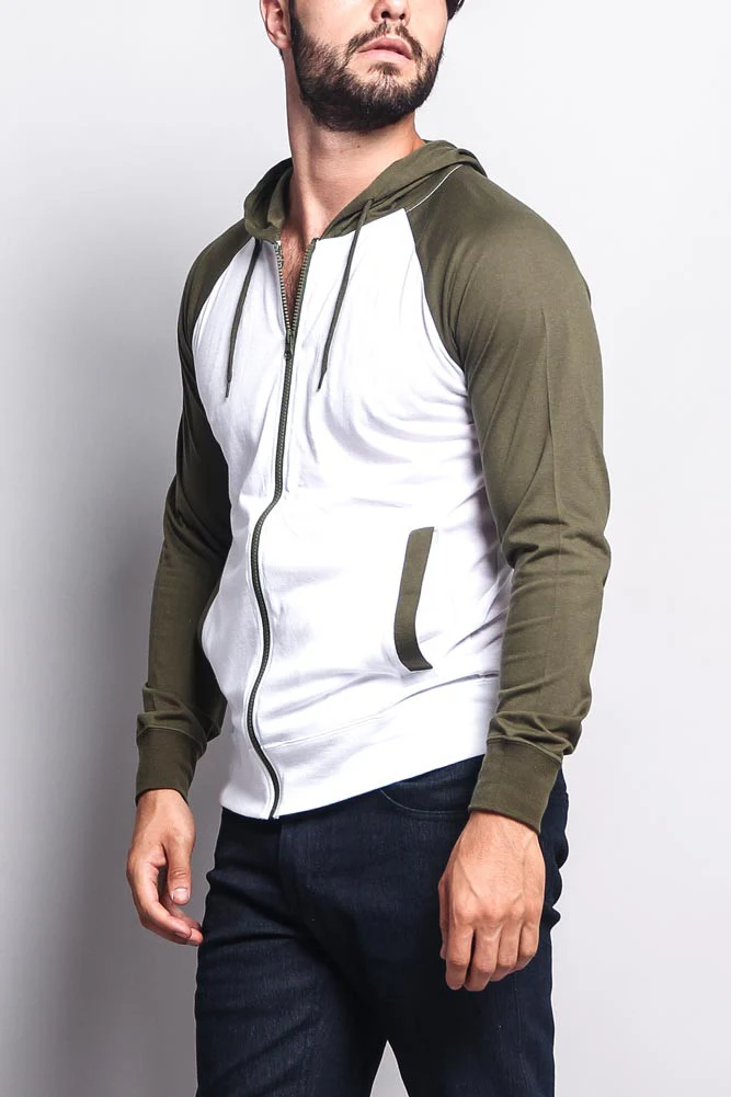 Men's Raglan Light Weight Zip Down Hoodie - Image 51