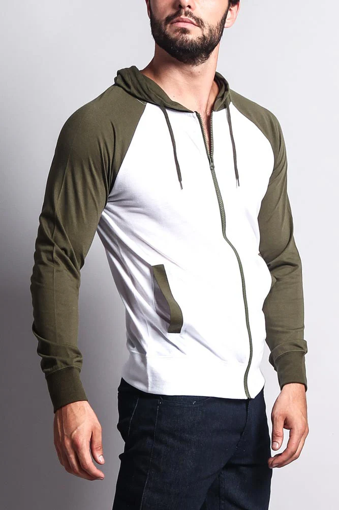 Men's Raglan Light Weight Zip Down Hoodie - Image 53