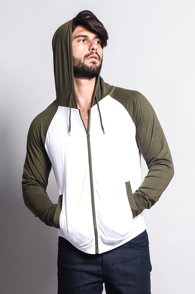 Men's Raglan Light Weight Zip Down Hoodie - Image 54