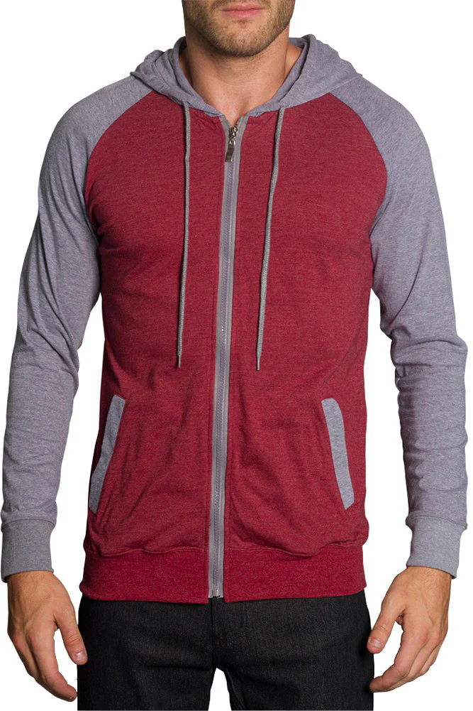 Men's Raglan Light Weight Zip Down Hoodie - Image 60