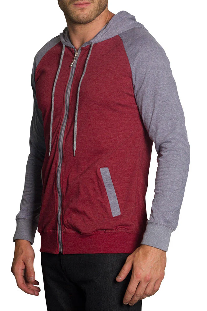 Men's Raglan Light Weight Zip Down Hoodie - Image 61
