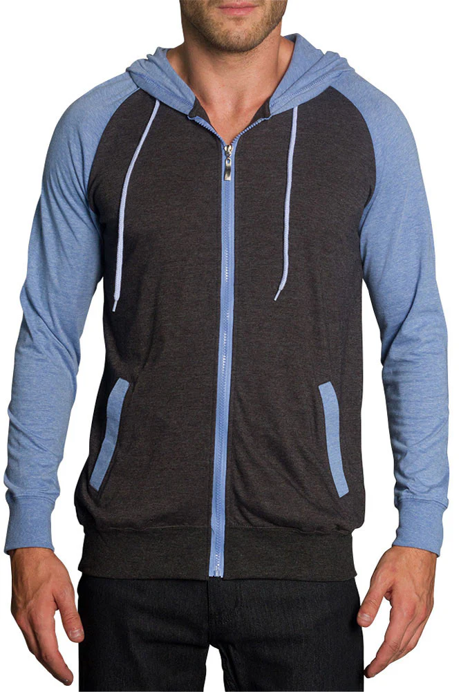 Men's Raglan Light Weight Zip Down Hoodie - Image 69