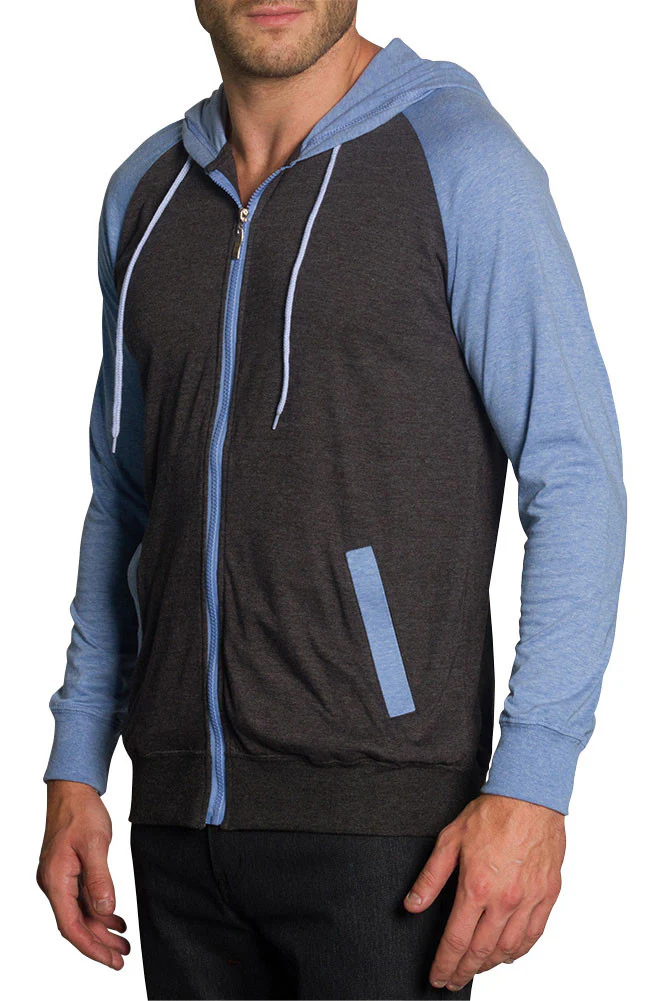 Men's Raglan Light Weight Zip Down Hoodie - Image 70