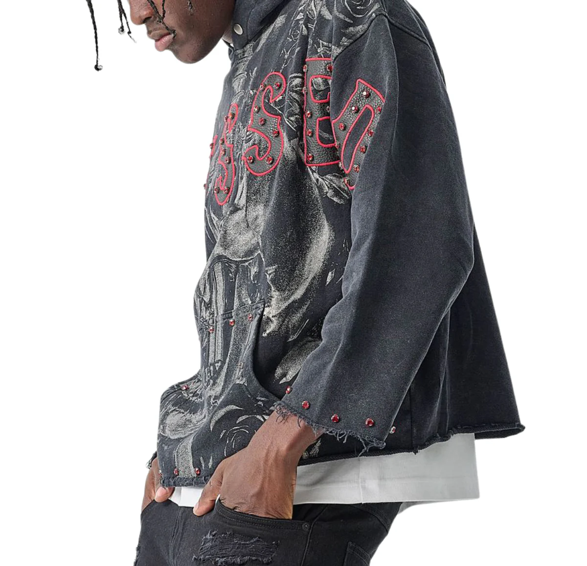 Raw-Edge Blessed French-Terry Hoodie - Image 3