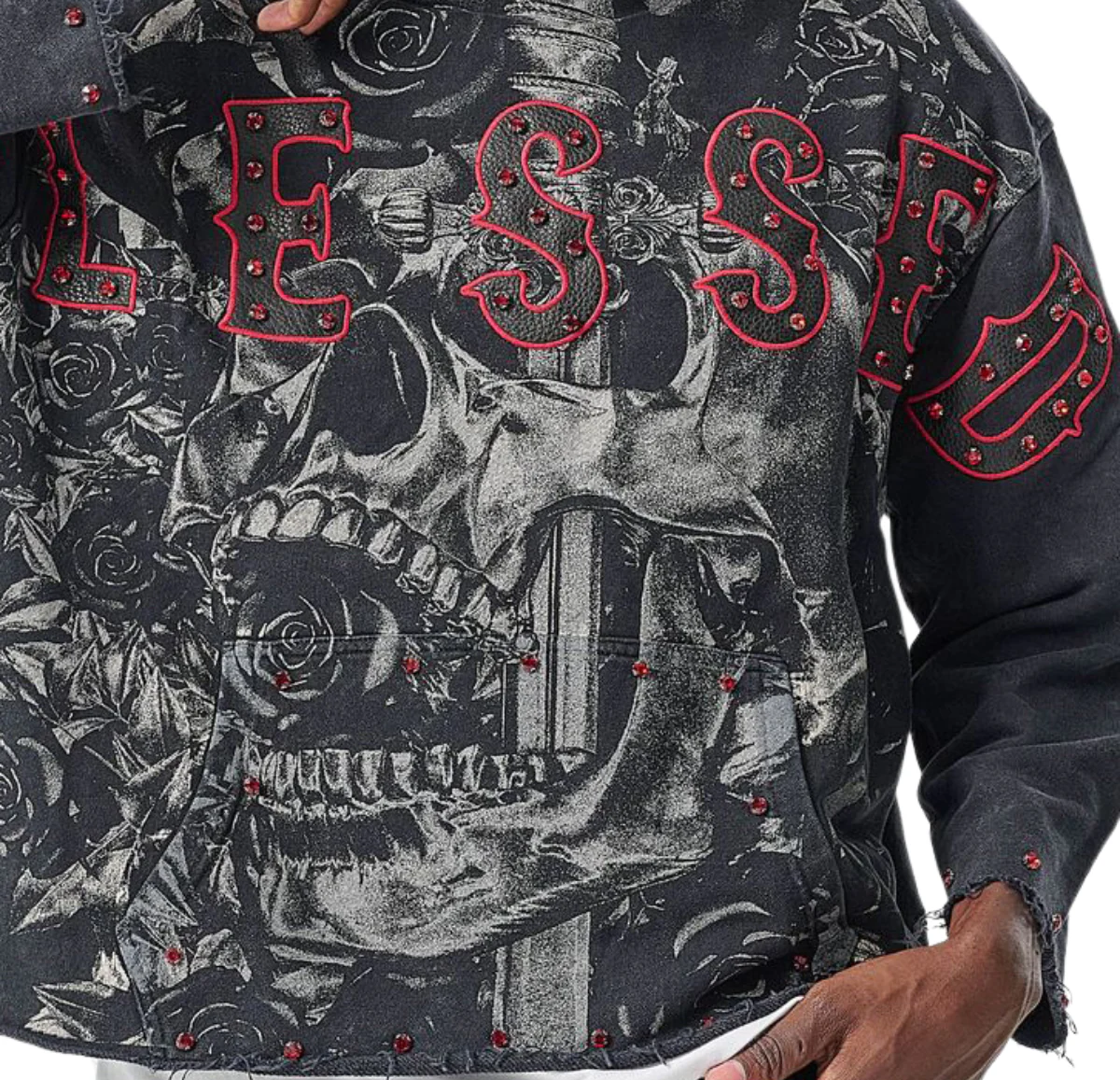 Raw-Edge Blessed French-Terry Hoodie - Image 5