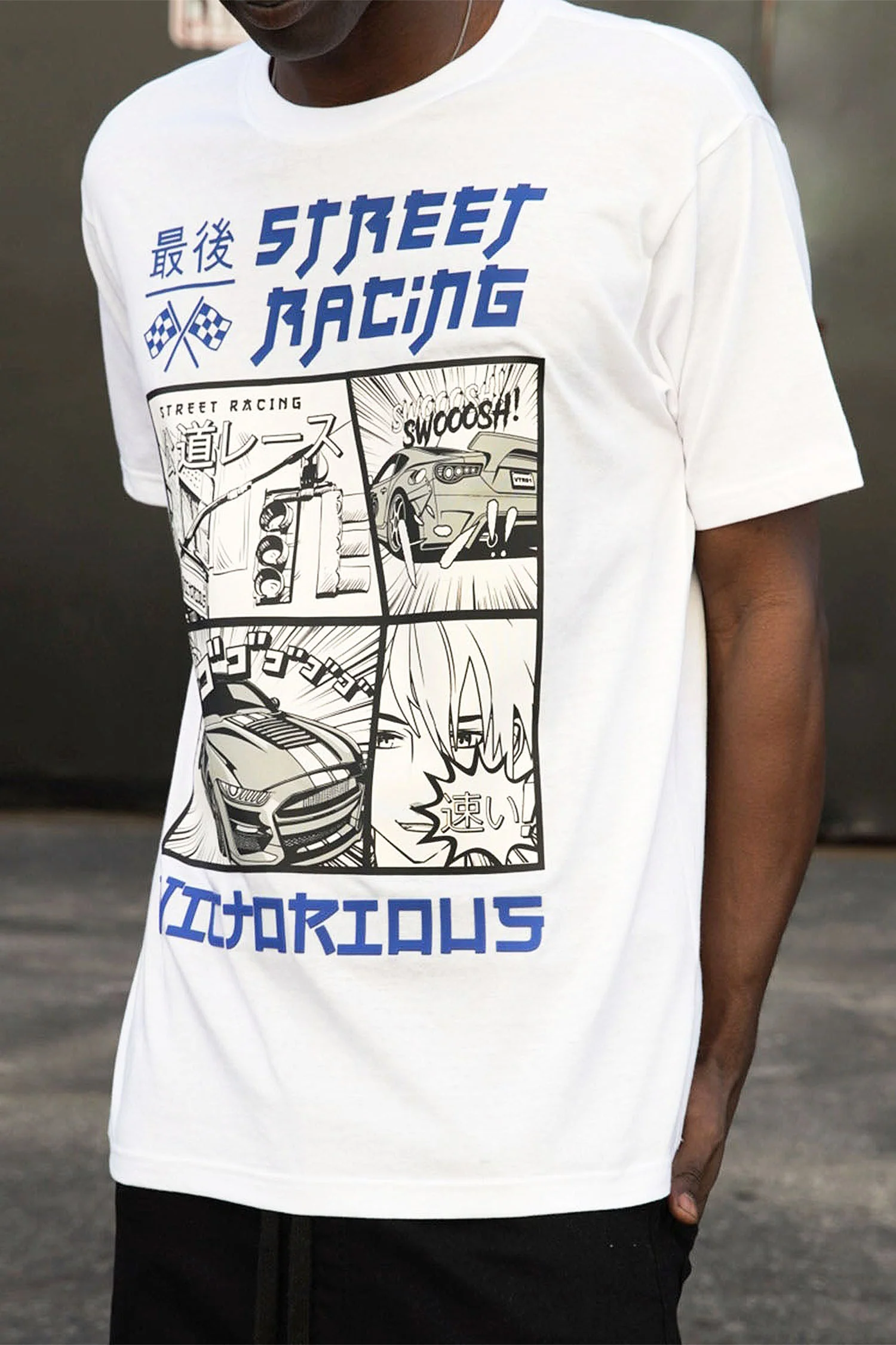 Men's Rubber Print Street Racing Graphic T-Shirt - Image 4