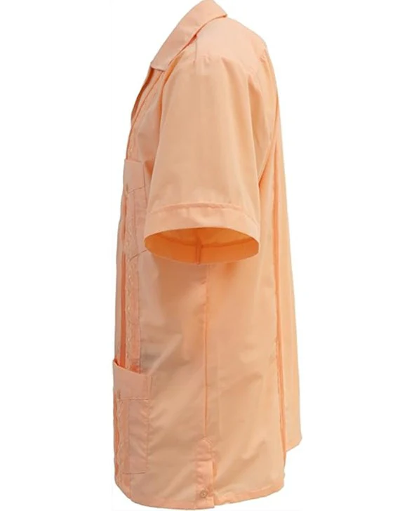 Men's Short Sleeve Cuban Style Guayabera Shirt (PEACH-DURAZNO) - Image 3