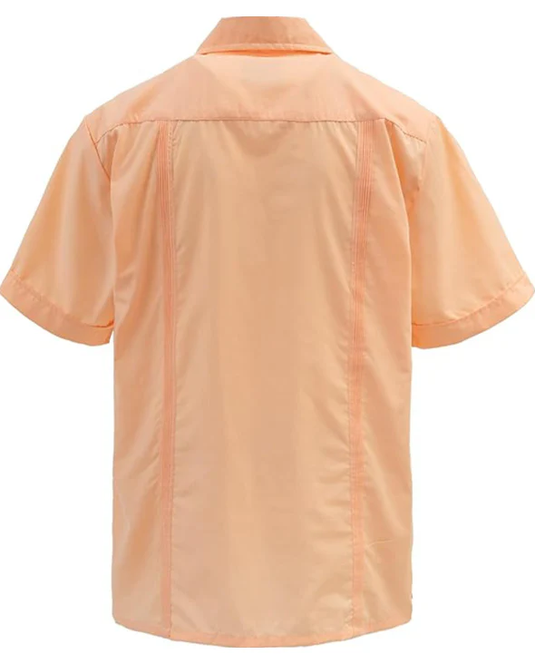 Men's Short Sleeve Cuban Style Guayabera Shirt (PEACH-DURAZNO) - Image 4