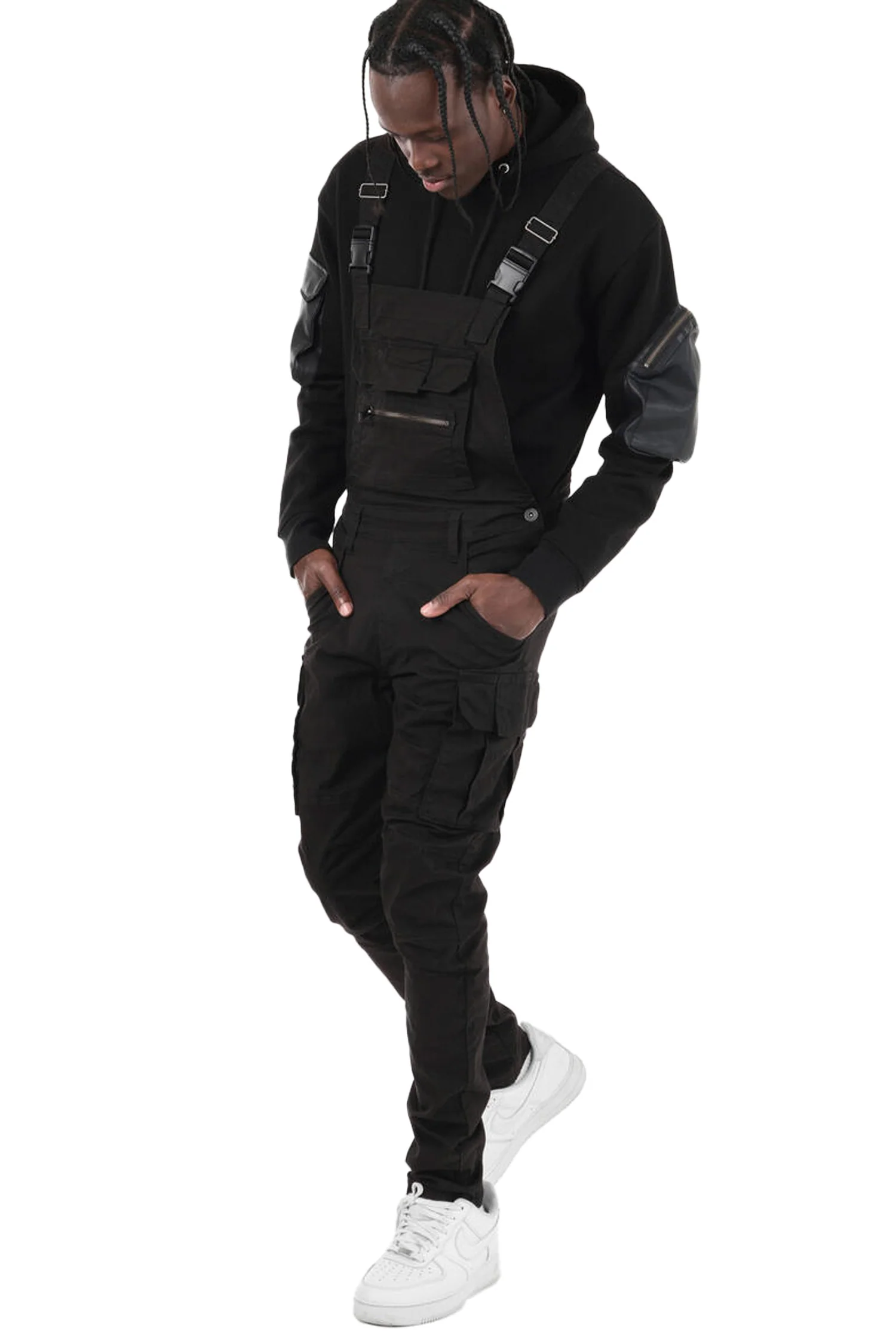 Men's Side Button Opening Cargo Pockets Overalls - Image 18