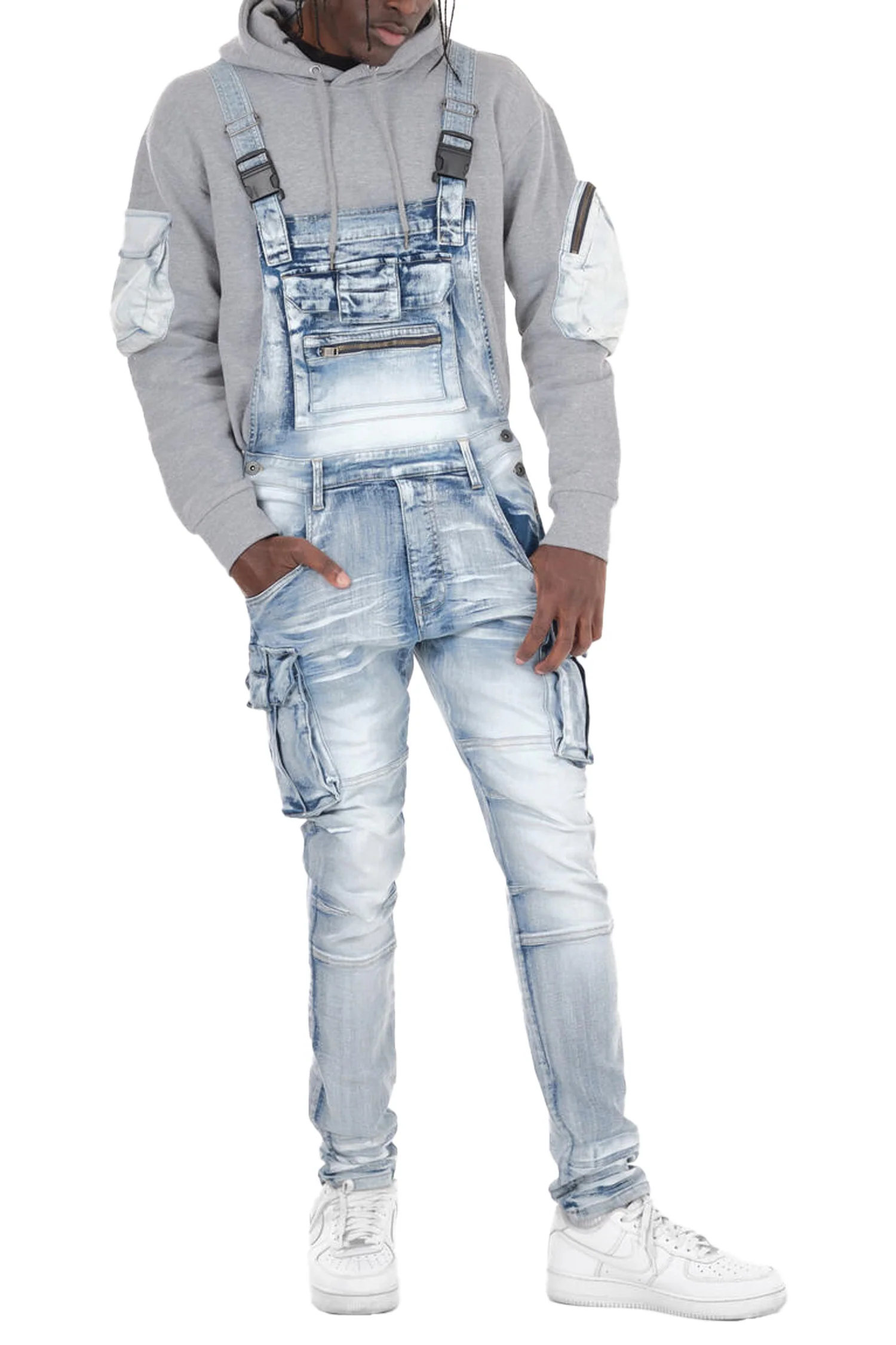 Men's Side Button Opening Cargo Pockets Overalls - Image 25