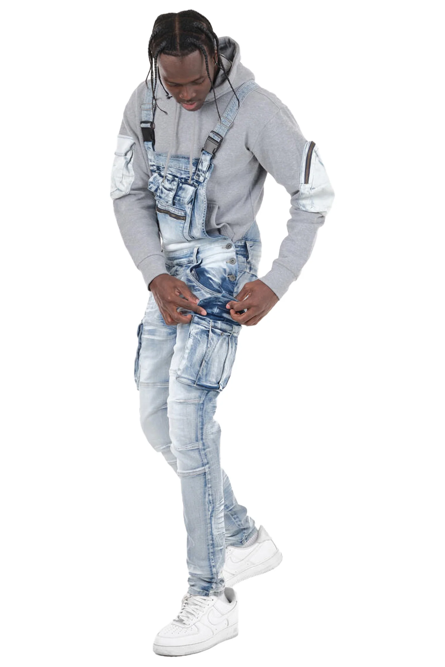 Men's Side Button Opening Cargo Pockets Overalls - Image 28