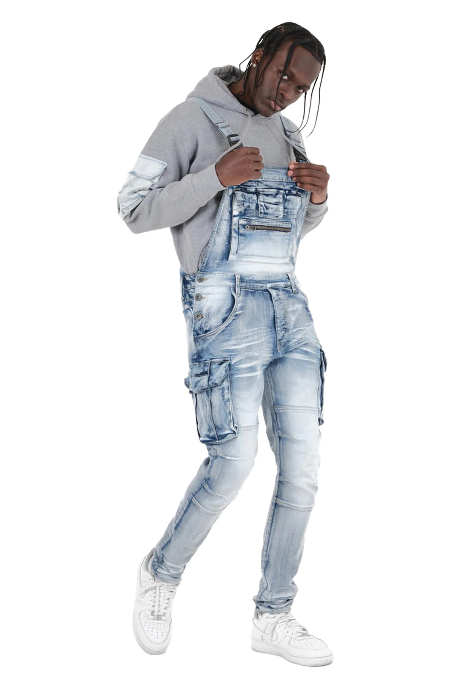 Men's Side Button Opening Cargo Pockets Overalls - Image 29