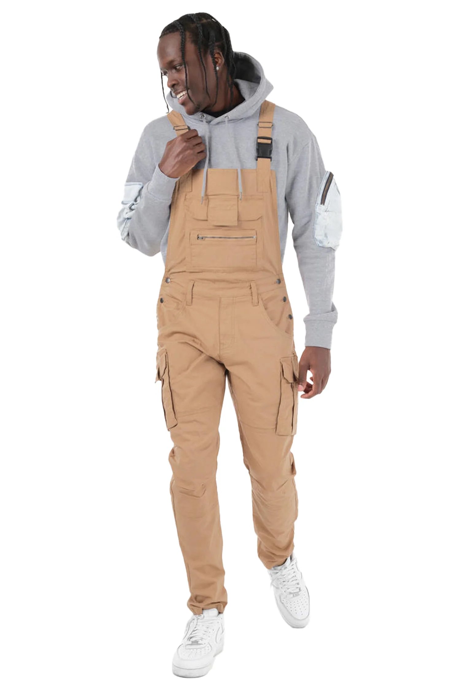 Men's Side Button Opening Cargo Pockets Overalls - Image 8