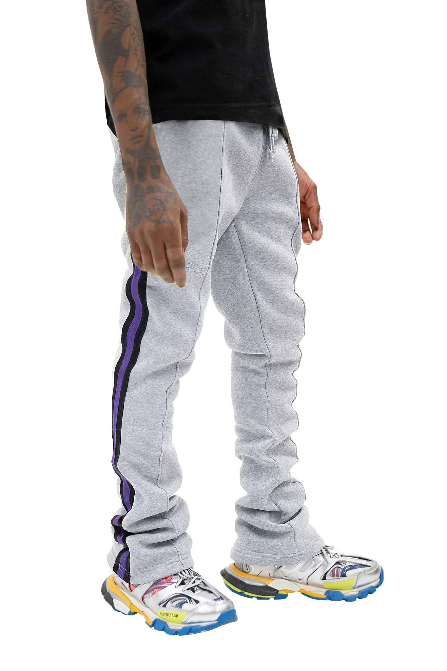 Men's Side Stripe Fleece Stacked Sweat Pants - Image 4