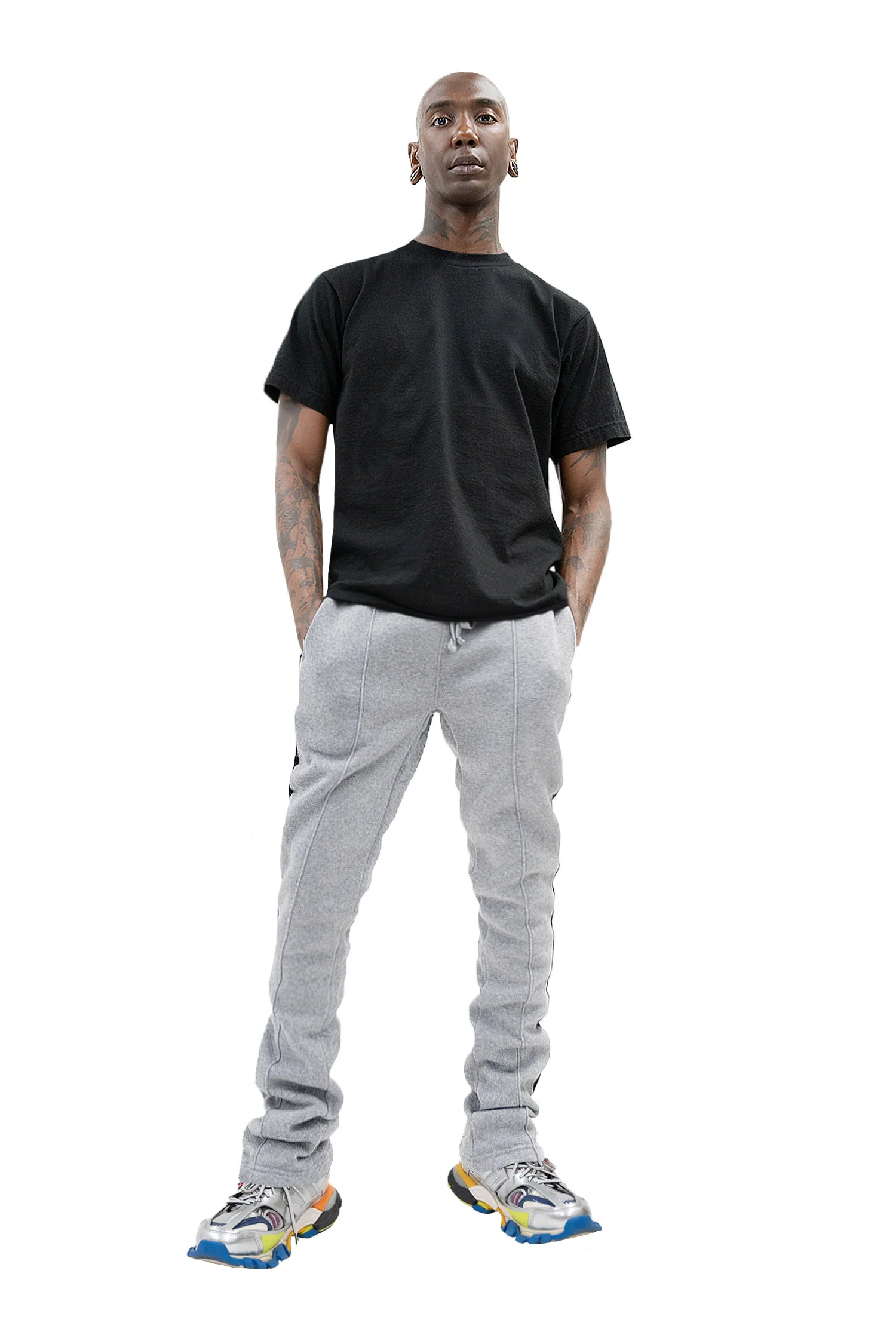Men's Side Stripe Fleece Stacked Sweat Pants - Image 5