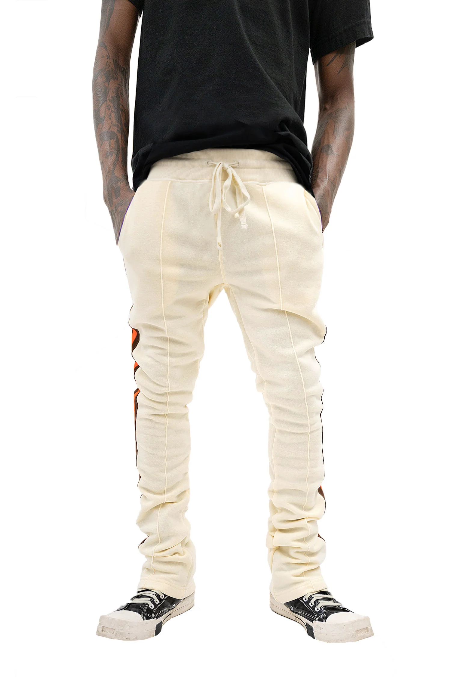 Men's Side Stripe Fleece Stacked Sweat Pants - Image 6