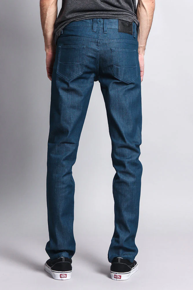 Men's Skinny Fit Raw Denim Jeans (Dodgers Blue) - Image 3