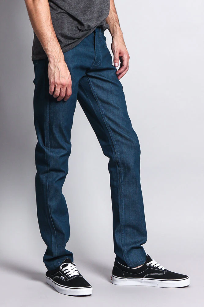 Men's Skinny Fit Raw Denim Jeans (Dodgers Blue) - Image 4