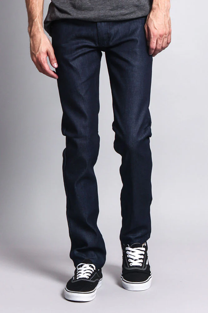 Men's Skinny Fit Raw Denim Jeans (Indigo) - Image 5