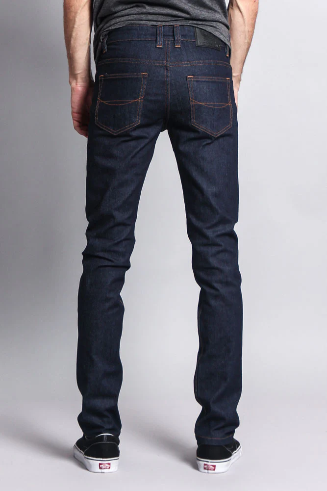 Men's Skinny Fit Raw Denim Jeans (Indigo/Timber) - Image 3