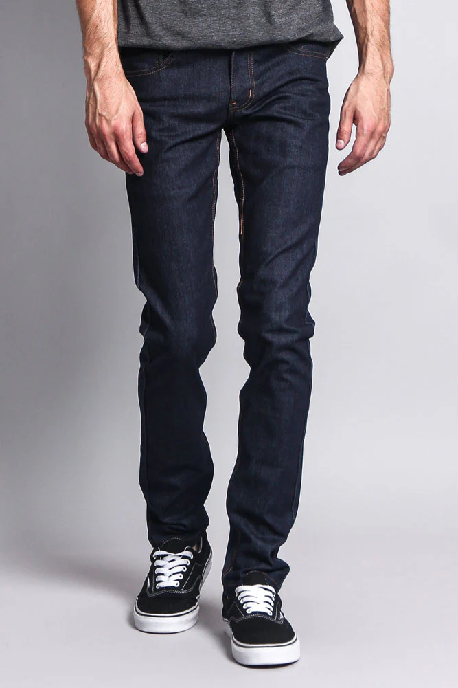 Men's Skinny Fit Raw Denim Jeans (Indigo/Timber) - Image 5