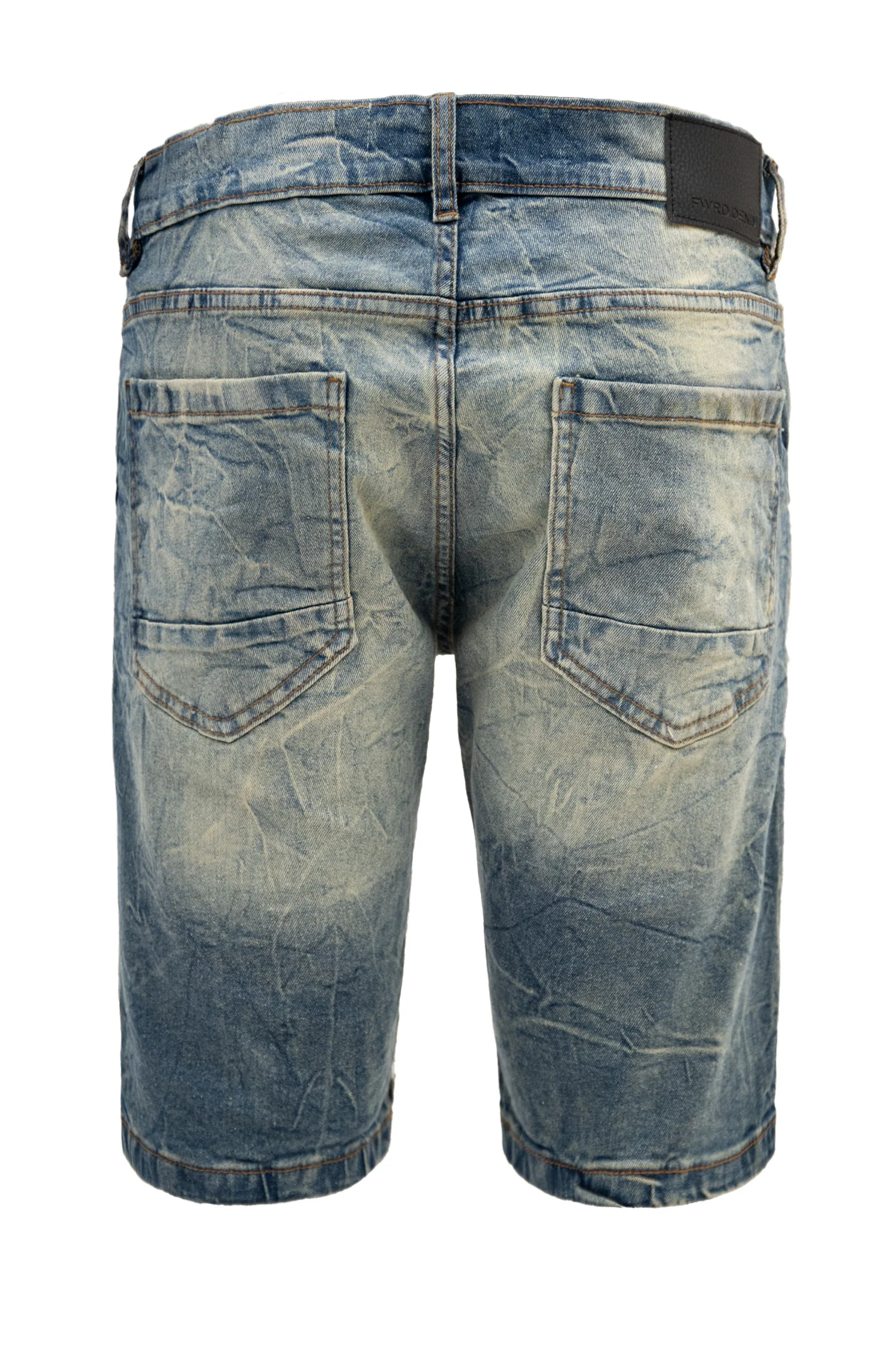 Men's Slim Distressed Patched Operator Denim Shorts - Image 9