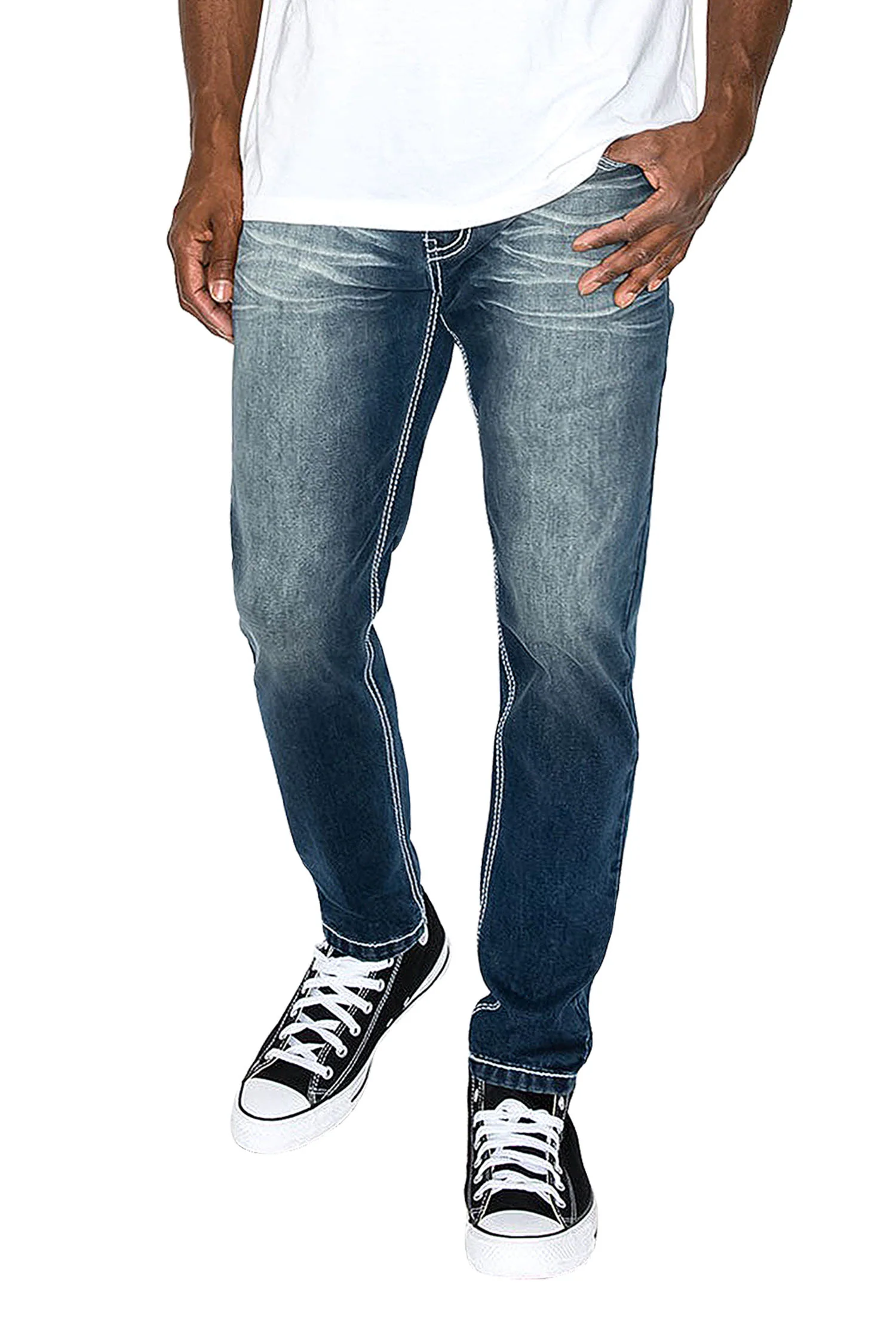 Men's Slim Fit Fleur De Lis Denim Jeans - Image 2