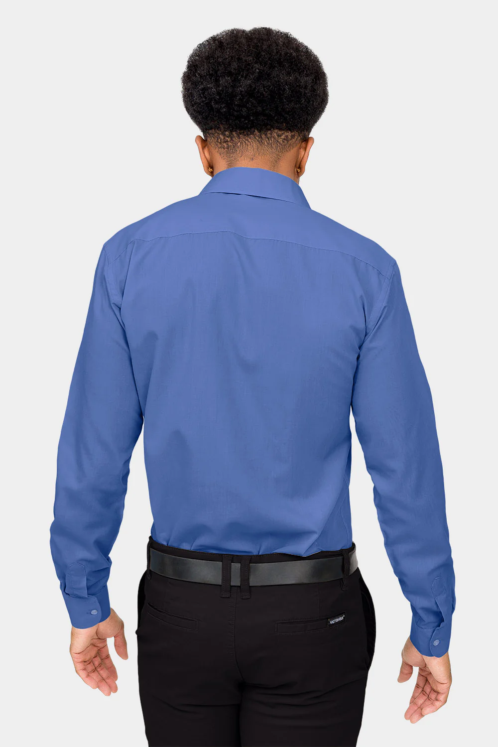 Men's Slim Fit Solid Color Dress Shirt (French Blue) - Image 4