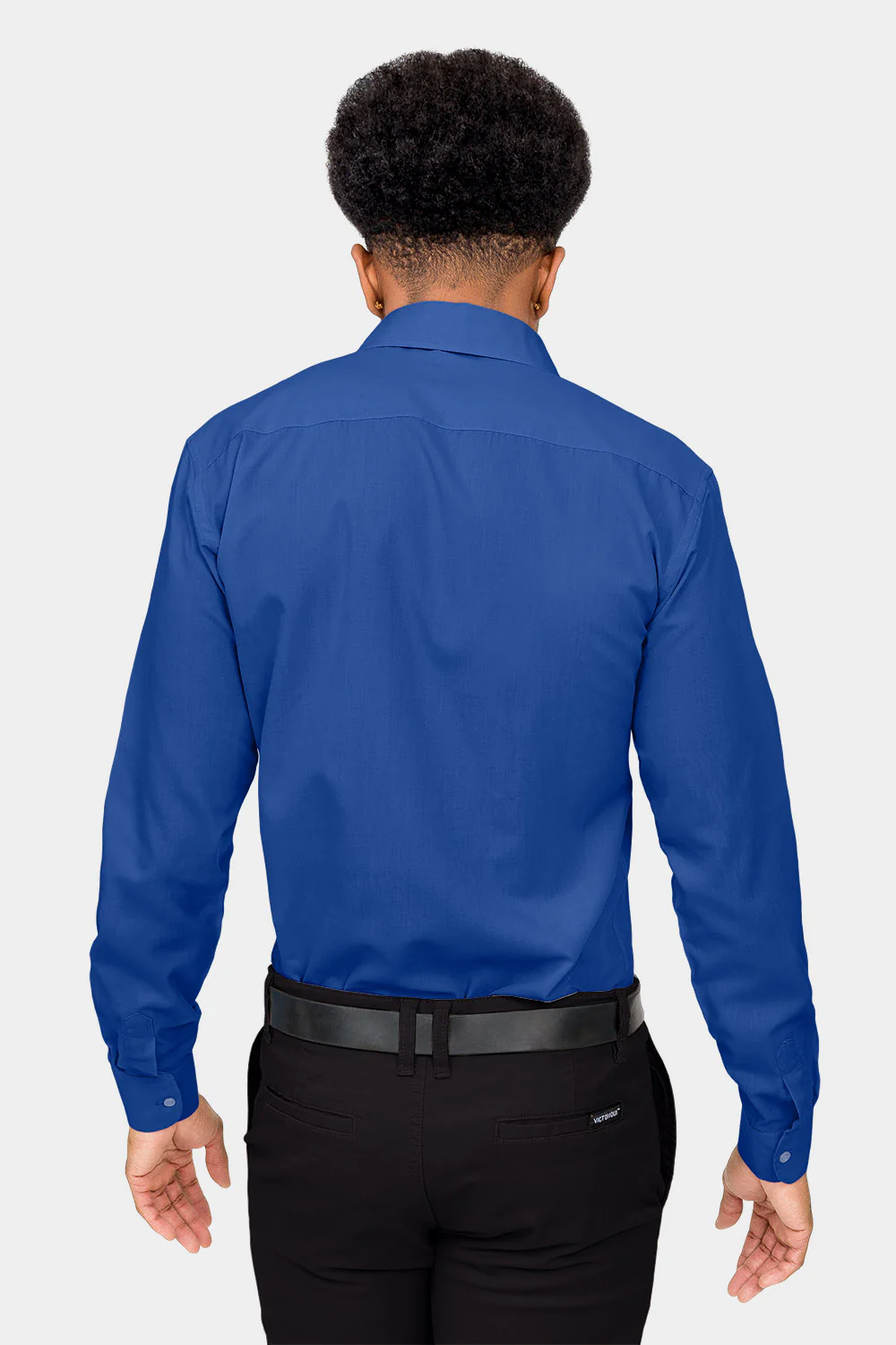 Men's Slim Fit Solid Color Dress Shirt (Royal Blue) - Image 4