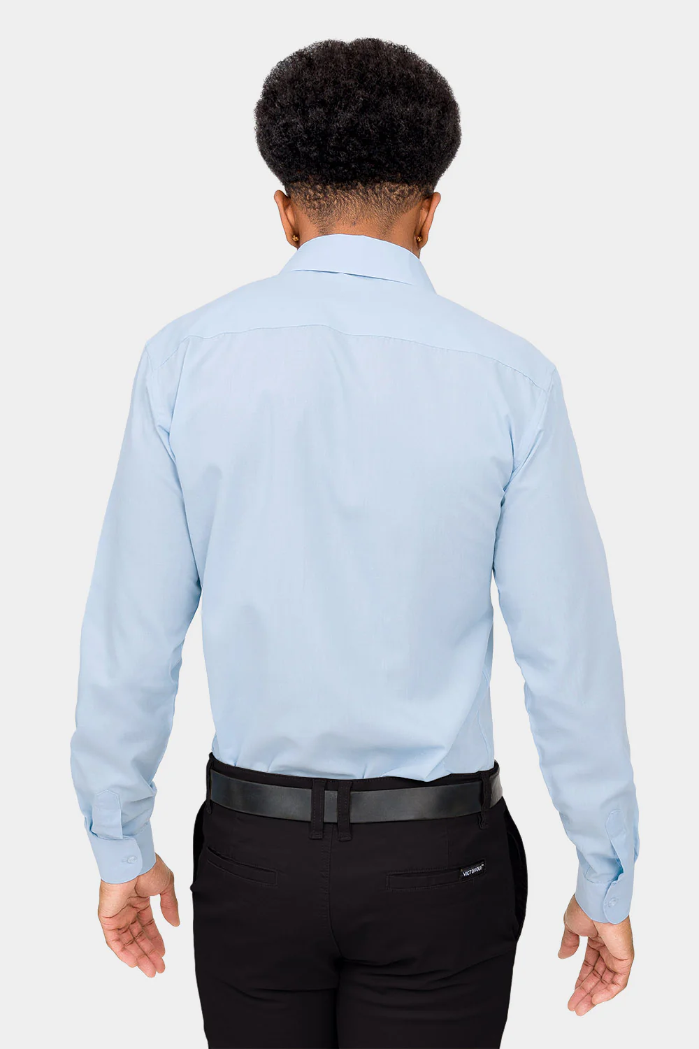 Men's Slim Fit Solid Color Dress Shirt (Sky Blue) - Image 4
