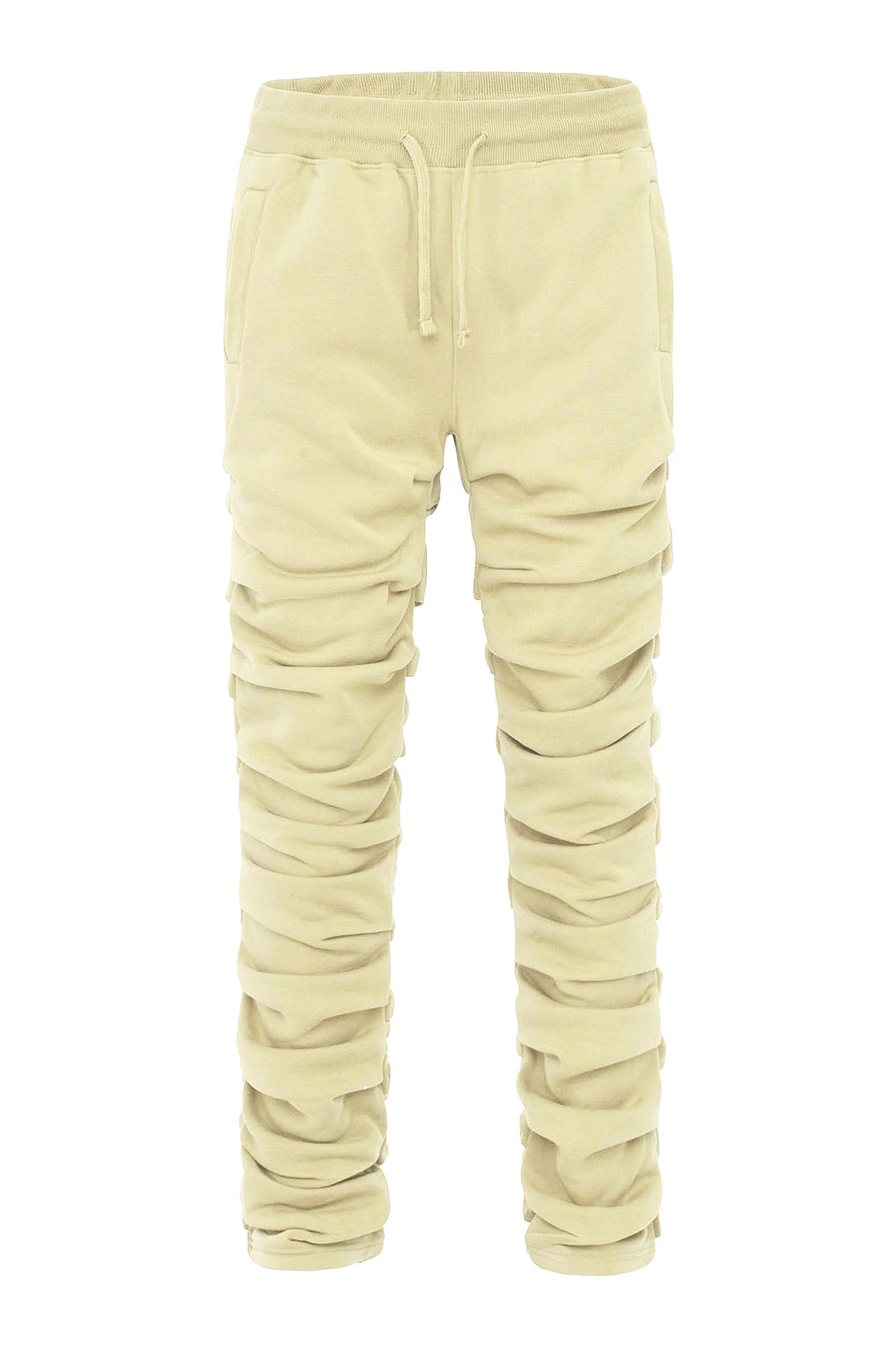Men's Slim Flare Ruched Fleece Sweat Pants - Image 9