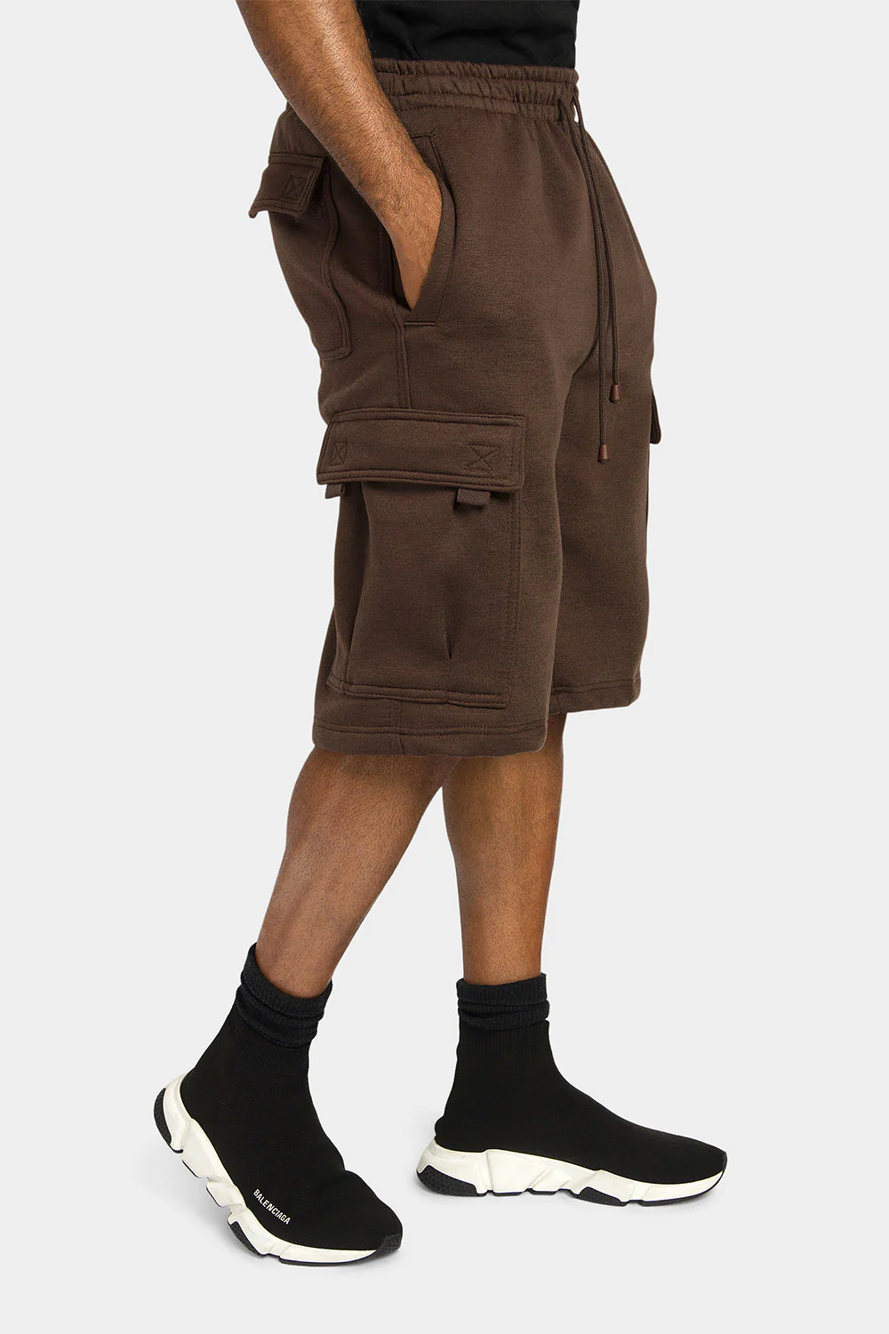 Men's Solid Fleece Heavyweight Cargo Shorts - Image 26