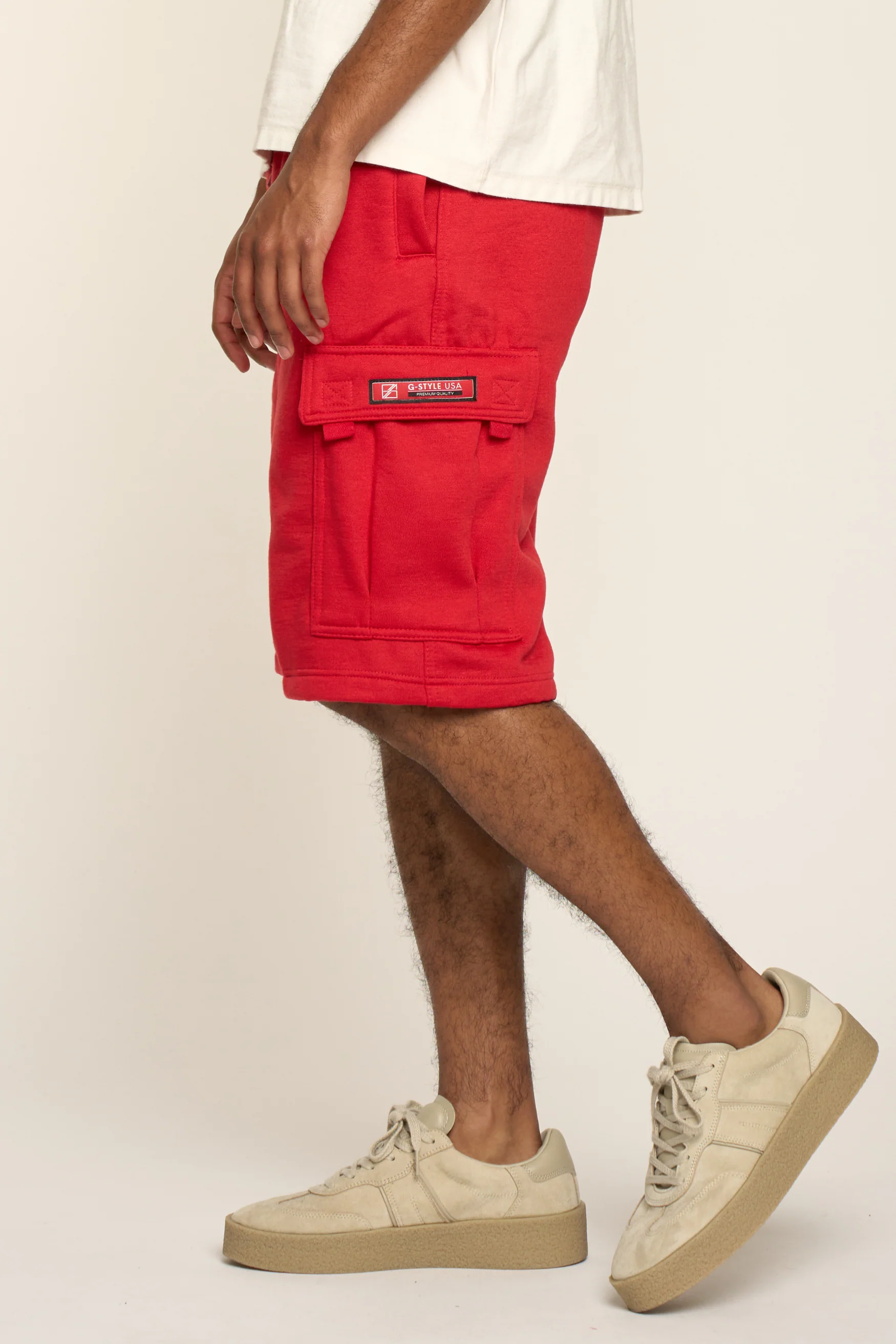 Men's Solid Fleece Heavyweight Cargo Shorts - Image 3