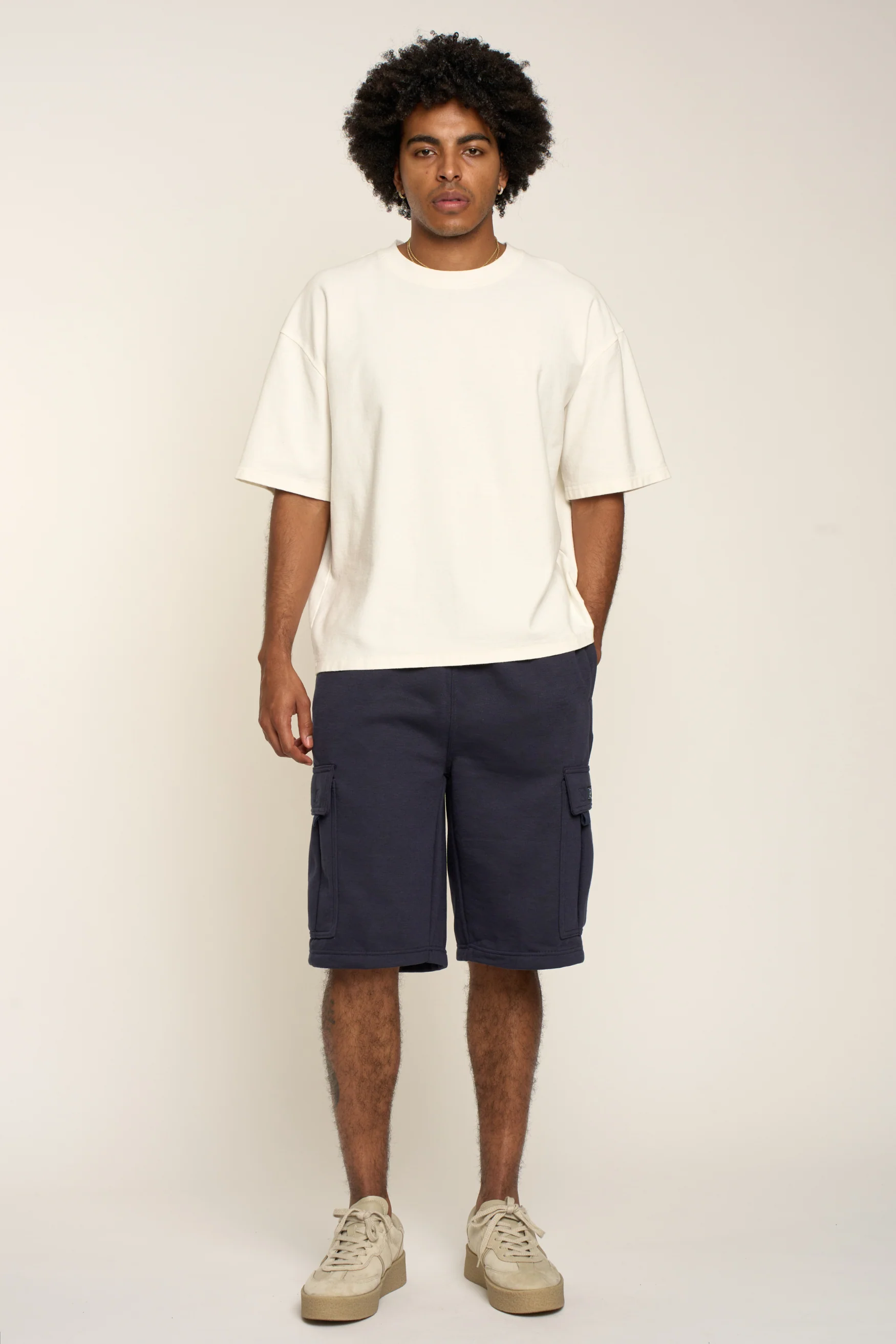 Men's Solid Fleece Heavyweight Cargo Shorts - Image 45