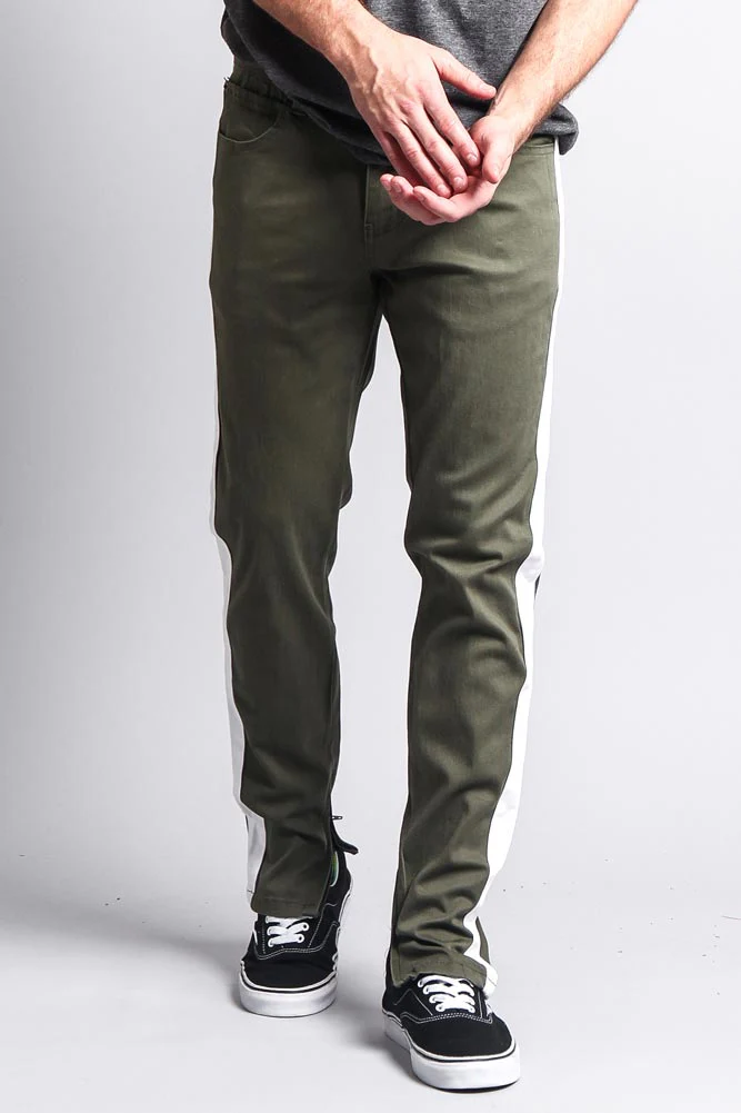 Men's Solid Side Striped Pants with Zipper - Image 17