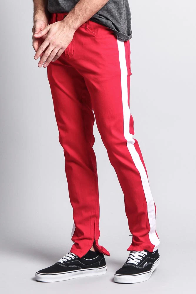 Men's Solid Side Striped Pants with Zipper - Image 20