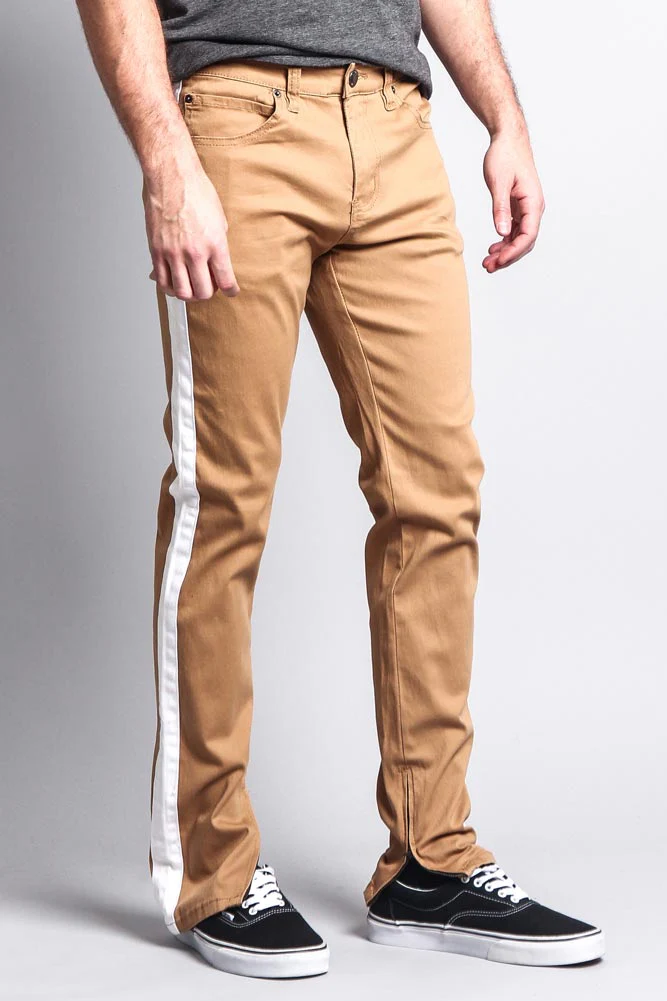 Men's Solid Side Striped Pants with Zipper - Image 28