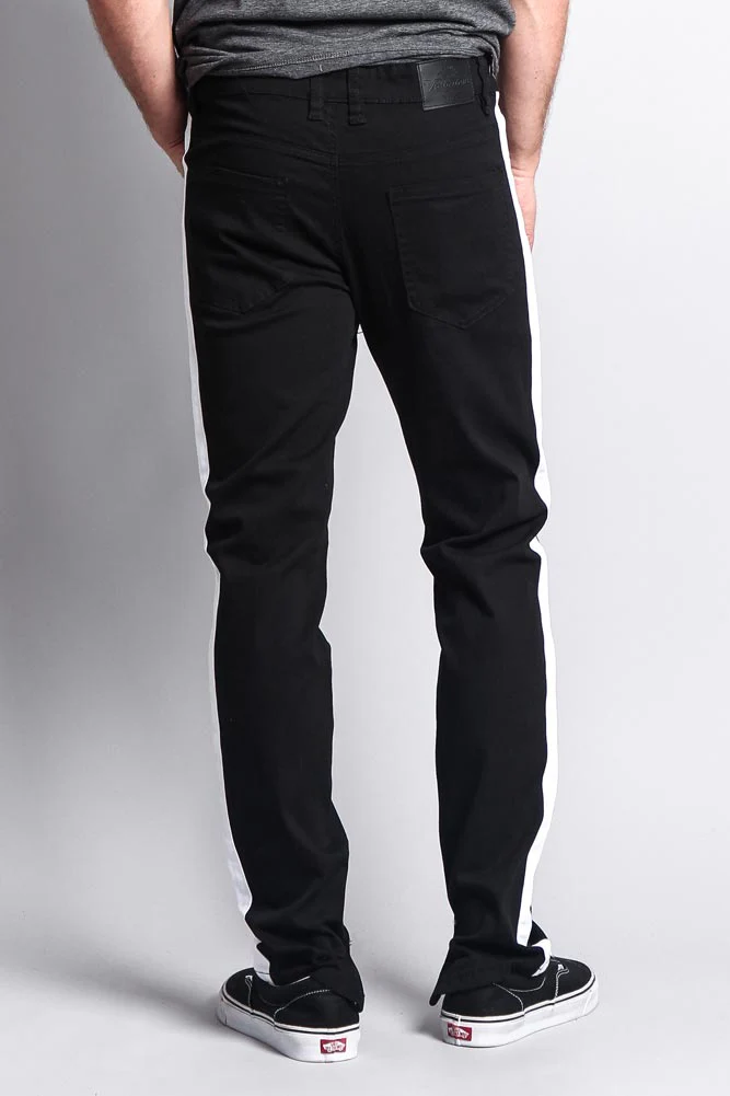 Men's Solid Side Striped Pants with Zipper - Image 3
