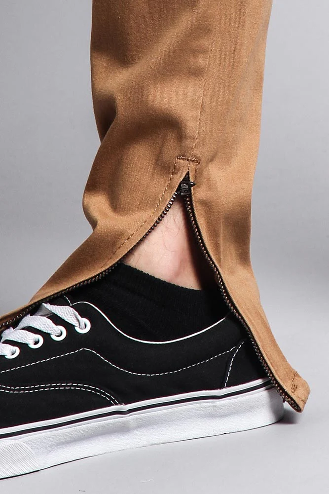 Men's Solid Side Striped Pants with Zipper - Image 30