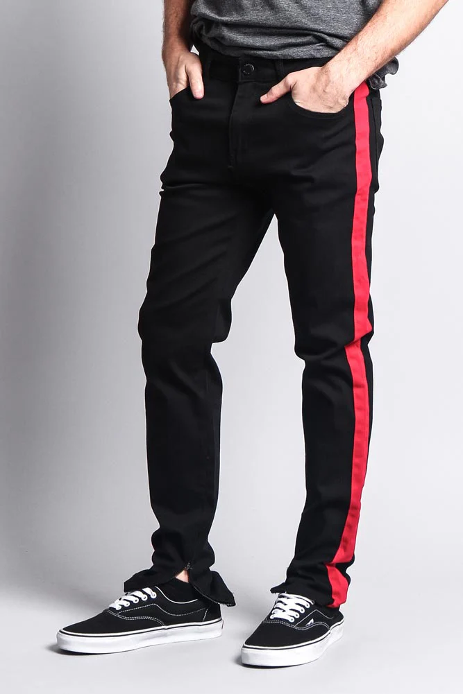 Men's Solid Side Striped Pants with Zipper - Image 32
